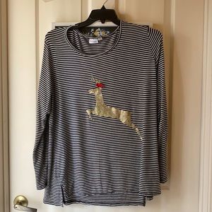 Kim Rogers Belk Christmas Shirt Women Plus 2X reindeer gold red nose